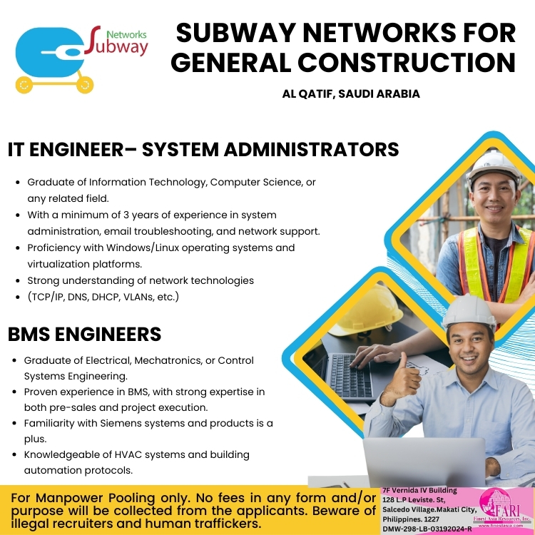 IT Engineer - System Administrators, BMS Engineers