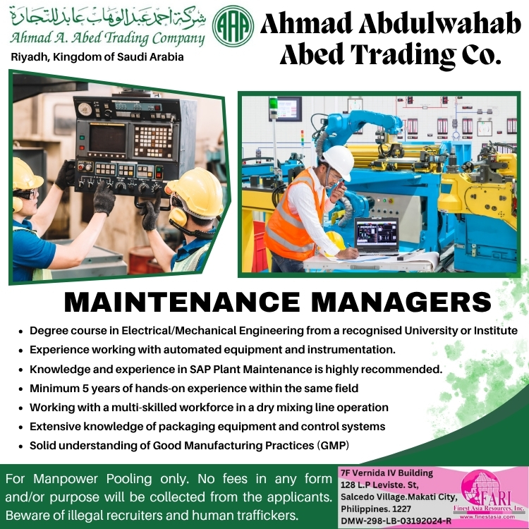 Ahmad Abdulwahab Abed Trading Co. bound to Riyadh, Kingdom of Saudi Arabia