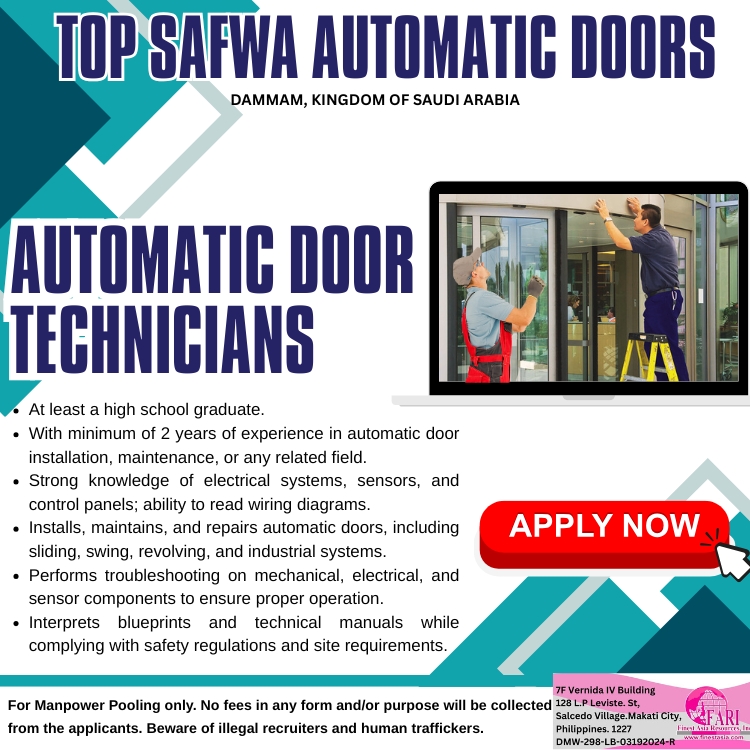 Top Safwa Automatic Doors bound to Dammam, Kingdom of Saudi Arabia