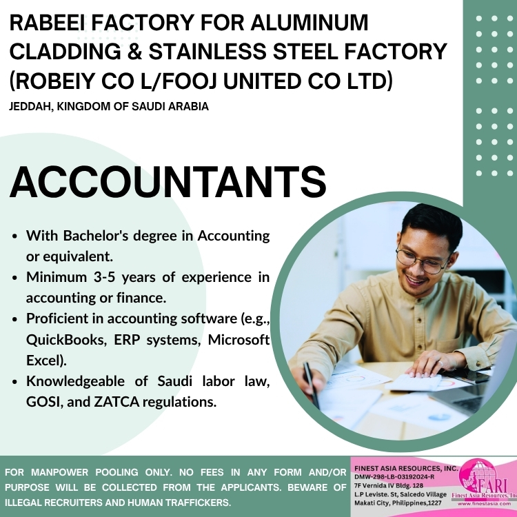 Rabeei Factory For Aluminum Cladding & Stainless Steel Factory (Robeiy Co L/Fooj United Co Ltd) bound to Jeddah, Kingdom of Saudi Arabia