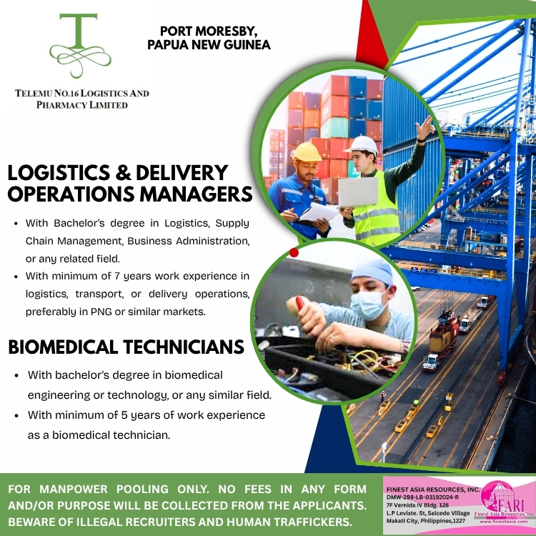 TELEMU NO. 16 LOGISTICS & PHARMACY LTD bound to Papua New Guinea