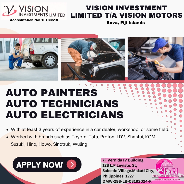 Vision Investment Limited T/A Vision Motors bound to Suva, Fiji Islands