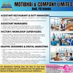 Assistant Retaurant & Duty Managers / Assistant Managers / Factory Workshop Supervisors / Graphic Designers & Digital Marketing