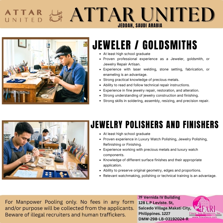 Jeweler & Goldsmiths Jewelry Polishers and Finisher