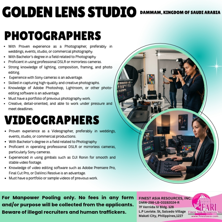 PHOTOGRAPHERS VIDEOGRAPHERS
