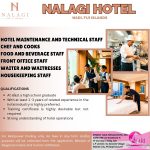 HOTEL MAINTENANCE AND TECHNICAL STAFF CHEF AND COOKS FOOD AND BEVERAGE STAFF FRONT OFFICE STAFF WAITER and WAITRESSES HOUSEKEEPING STAFF
